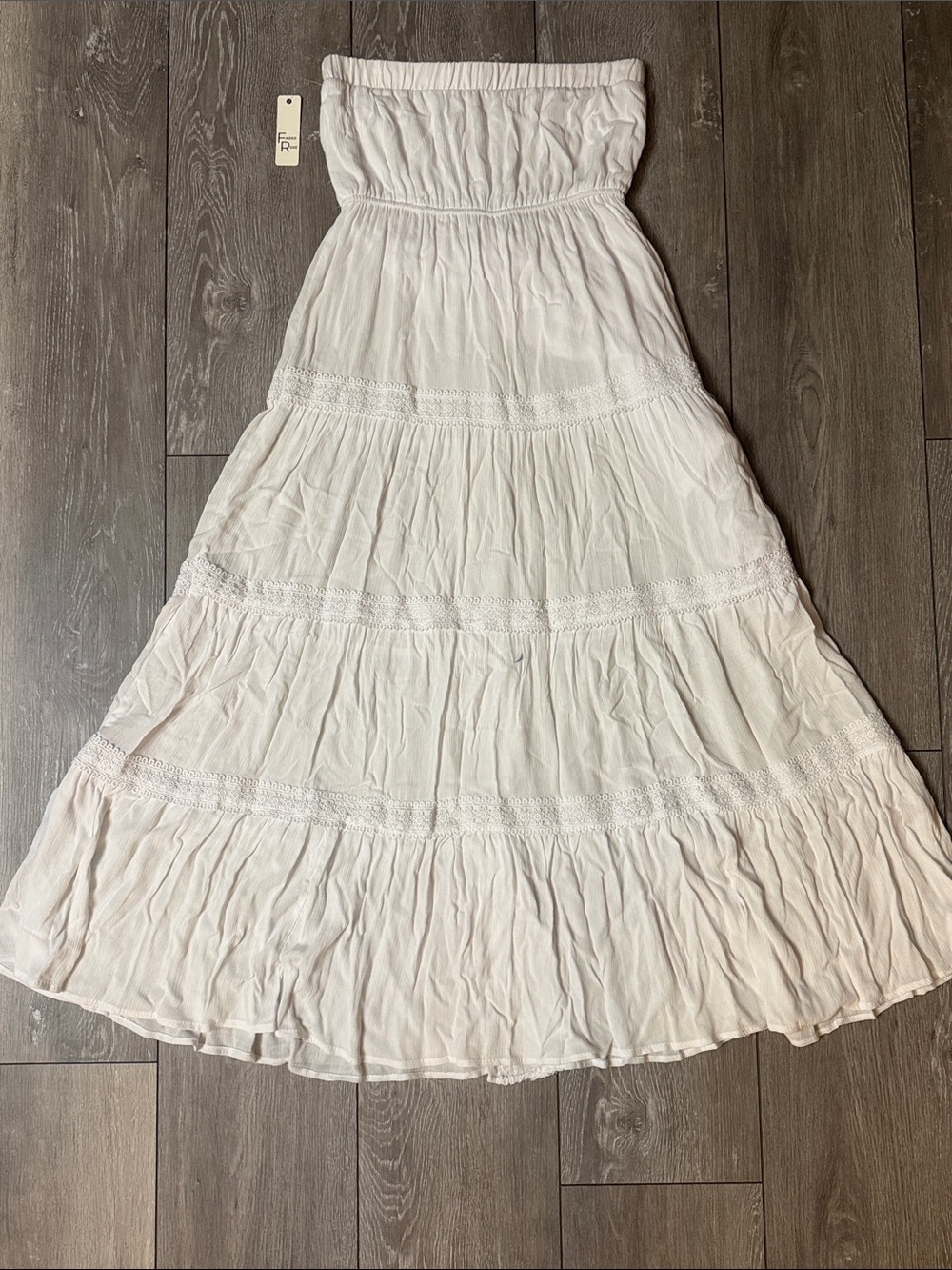 Strapless White Lace-Trim Maxi Dress - Picture 5 of 5